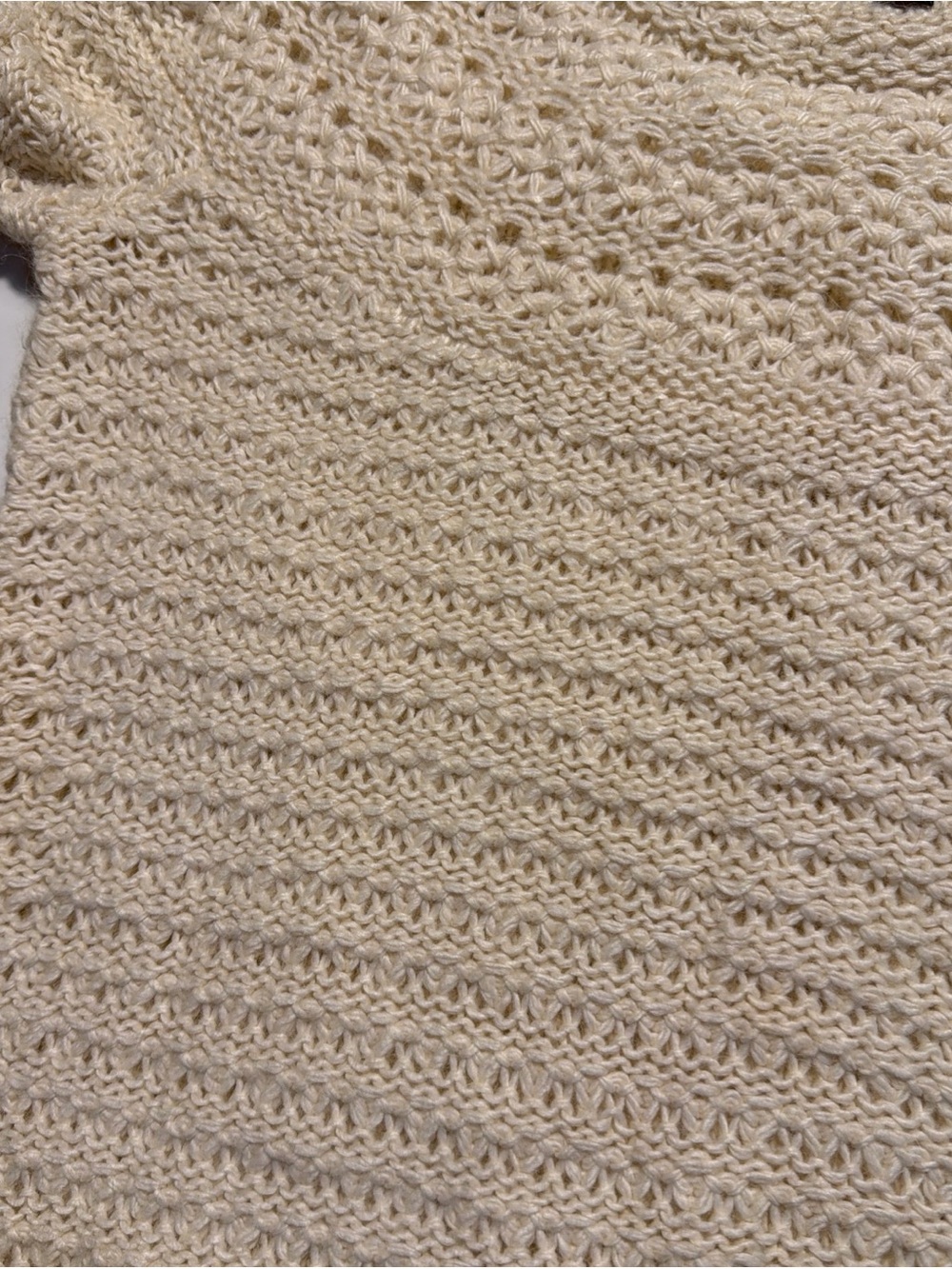 Lauren Ralph Lauren Beige Crochet Fair Isle Alpaca Wool Sheer Sweater Women Sz L - Picture 7 of 7